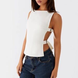 Peppermayo Cherish you white buckle top